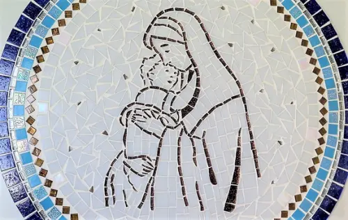 Mandala Mosaico Nossa Senhora e Menino Jesus