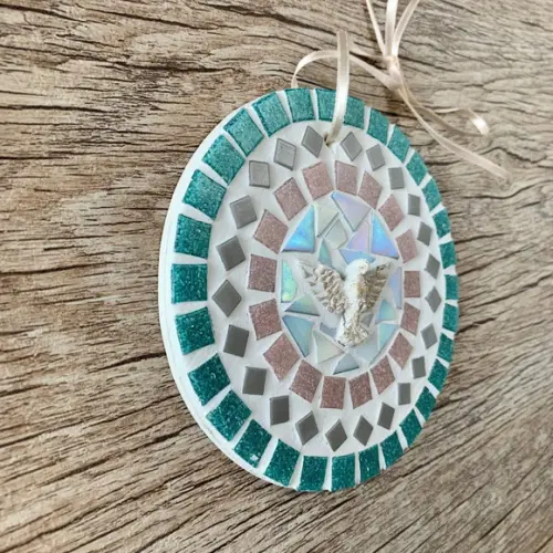 Mandalinha Divino em Mosaico Verde e Rosa