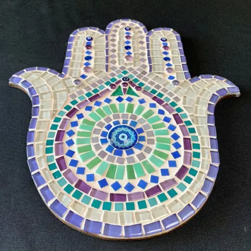 Mão de Fátima Hamsá em Mosaico