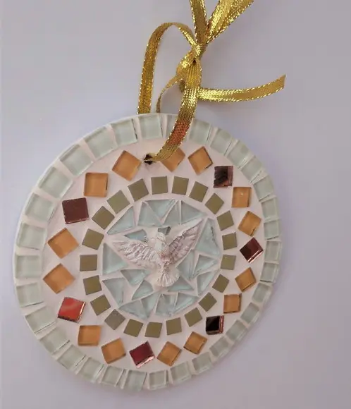 Mini Mandala Divino em Mosaico Ocre