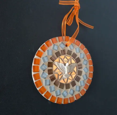 Mini Mandala Divino em Mosaico Laranja