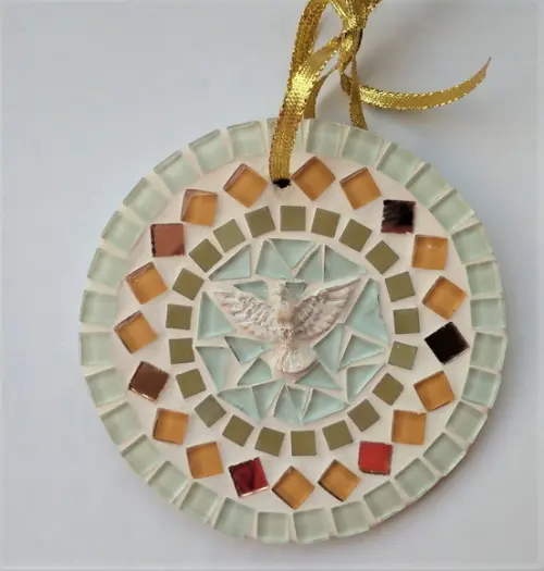Mini Mandala Divino em Mosaico Ocre