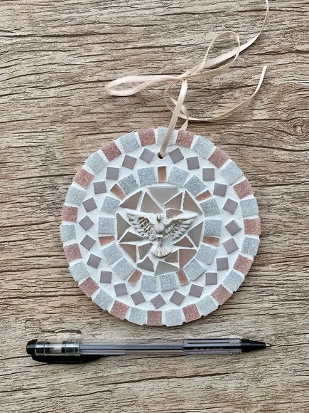 Mini Mandala Divino em Mosaico Rosê