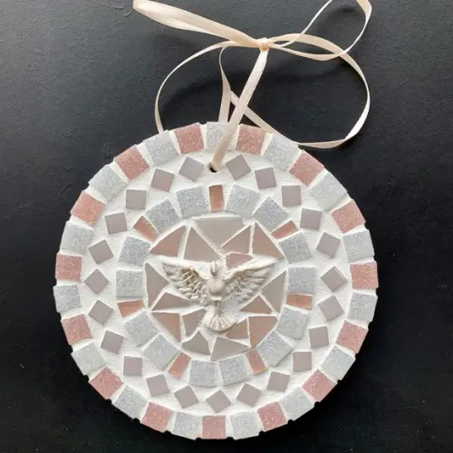 Mini Mandala Divino em Mosaico Rosê