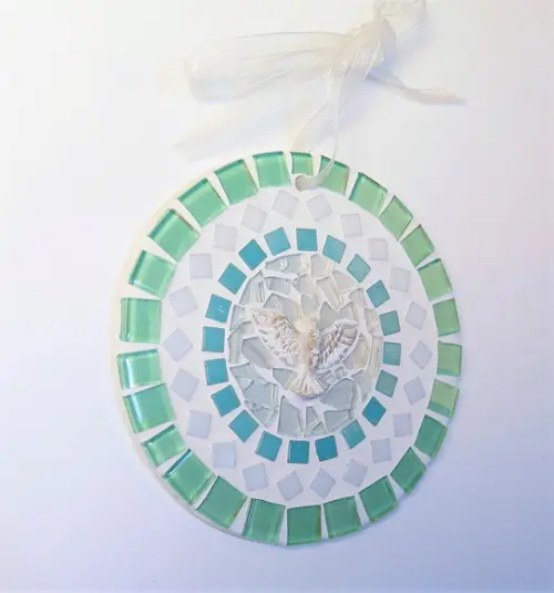 Mini Mandala Divino em Mosaico Verde