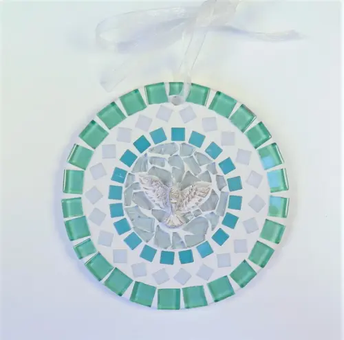 Mini Mandala Divino em Mosaico Verde
