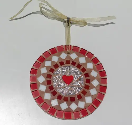 Mini Mandala em Mosaico Coração