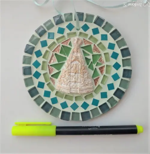 Mini Mandala em Mosaico Nossa Senhora Verde