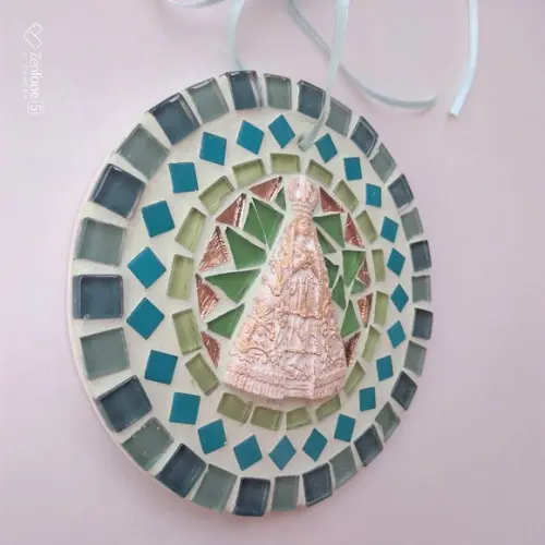 Mini Mandala em Mosaico Nossa Senhora Verde