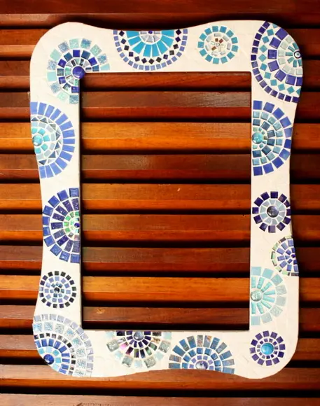 Moldura em Mosaico Círculos Azuis sem Espelho