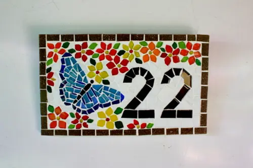 Número Apartamento em Mosaico Borboleta