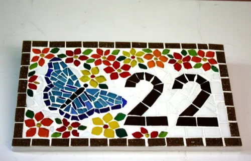 Número Apartamento em Mosaico Borboleta