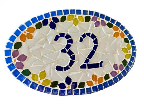 Número Apartamento em Mosaico Floral