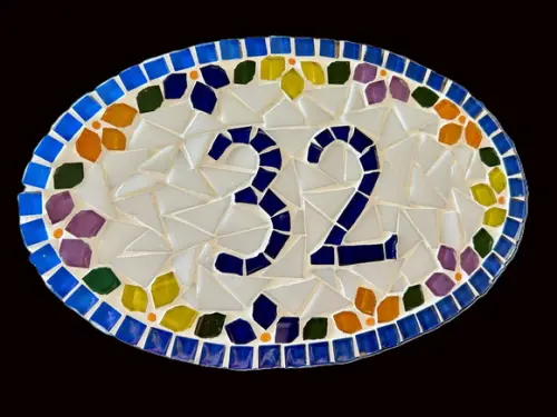 Número Apartamento em Mosaico Floral