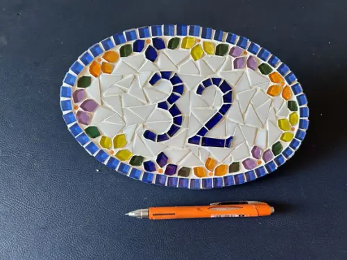Número Apartamento em Mosaico Floral