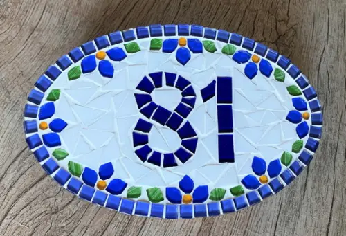 Número Apartamento em Mosaico Floral
