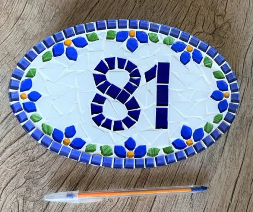 Número Apartamento em Mosaico Floral