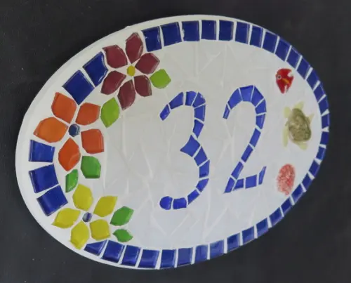 Número Apartamento em Mosaico Floral