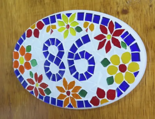 Número para Apartamento em mosaico flores