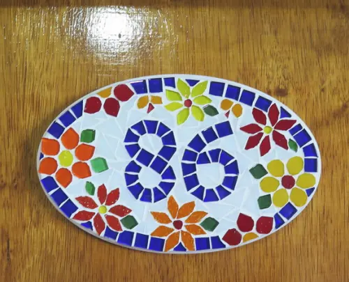 Número para Apartamento em mosaico flores
