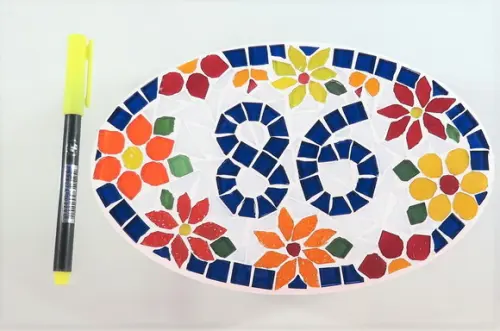 Número para Apartamento em mosaico flores