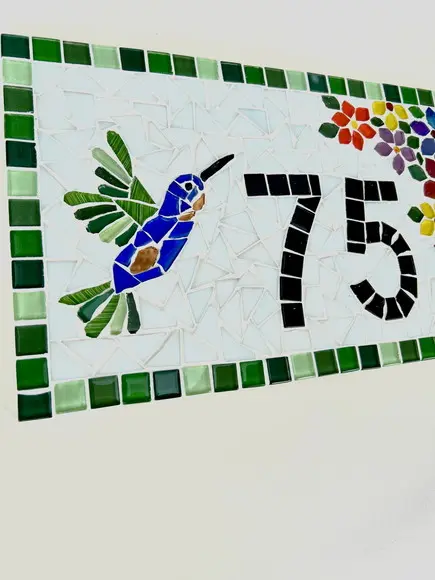 Número para Casa em Mosaico Beija-flor