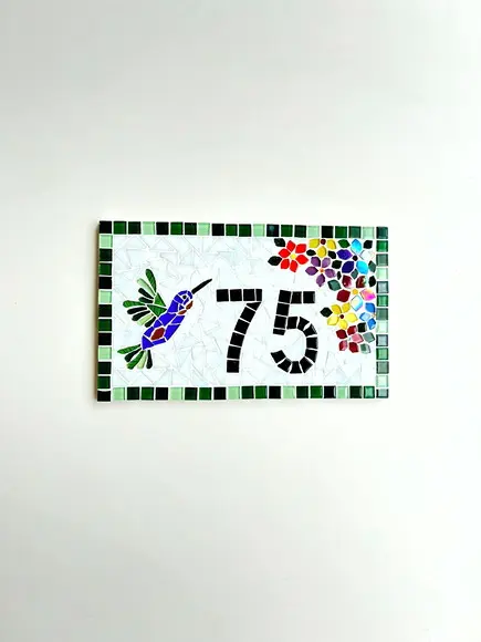 Número para Casa em Mosaico Beija-flor