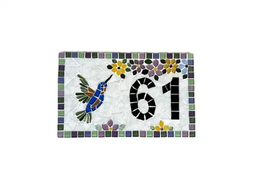 Número para Casa em Mosaico Beija-flor