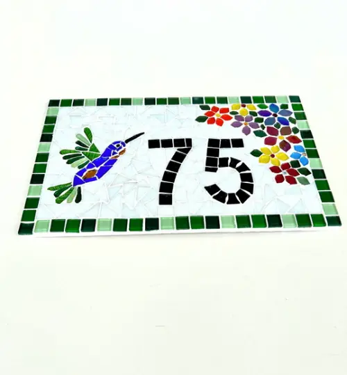 Número para Casa em Mosaico Beija-flor