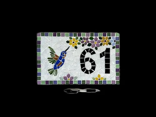 Número para Casa em Mosaico Beija-flor