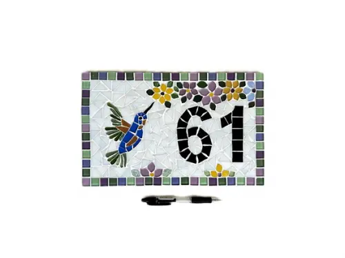 Número para Casa em Mosaico Beija-flor