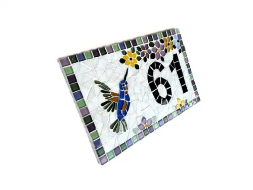 Número para Casa em Mosaico Beija-flor