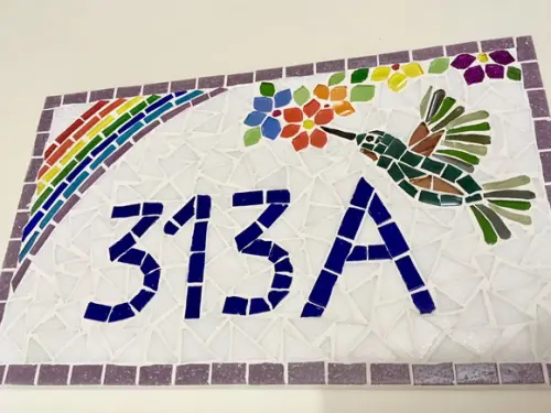 Número para Casa em Mosaico Beija-flor