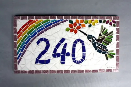 Número para Casa em Mosaico Beija-flor