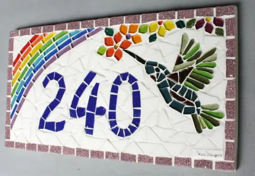 Número para Casa em Mosaico Beija-flor