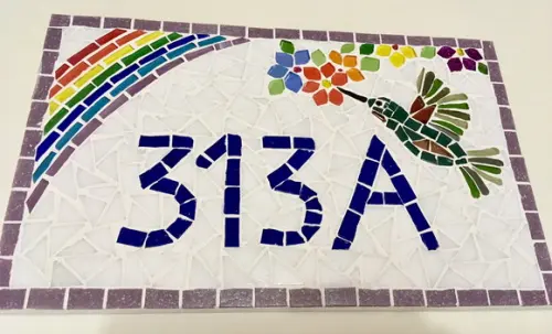 Número para Casa em Mosaico Beija-flor