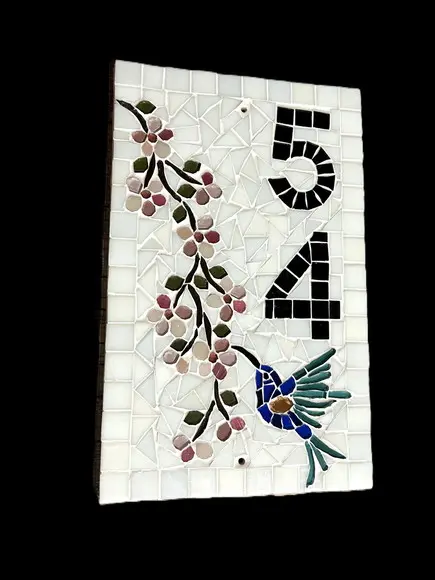 Número para Casa em Mosaico Cerejeiras com Beija Flor