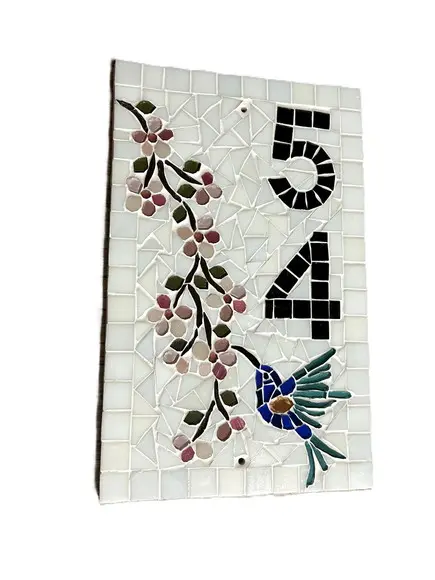 Número para Casa em Mosaico Cerejeiras com Beija Flor