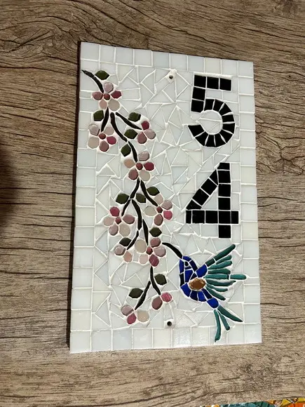 Número para Casa em Mosaico Cerejeiras com Beija Flor