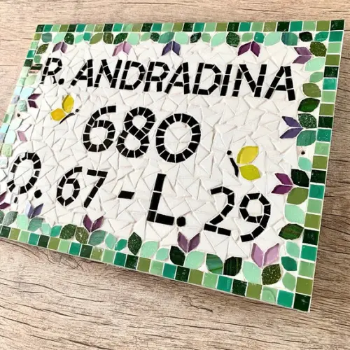 Número para Casa em Mosaico com Endereço