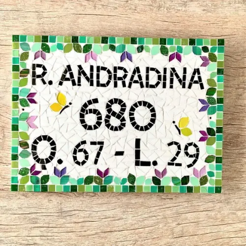 Número para Casa em Mosaico com Endereço