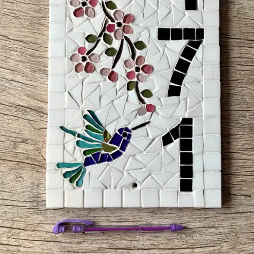 Número para Casa em Mosaico Cerejeiras com Beija Flor