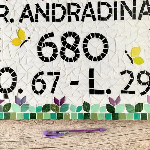 Número para Casa em Mosaico com Endereço