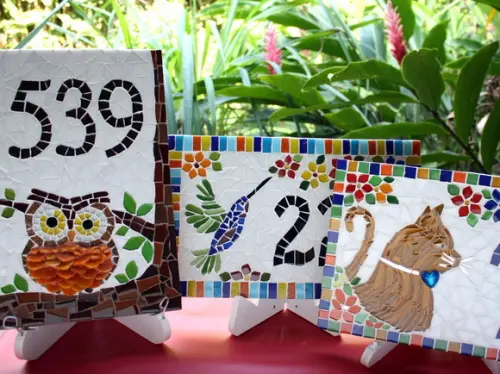 Número para Casa em Mosaico Coruja