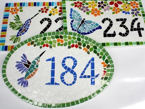Número para Casa em Mosaico Coruja