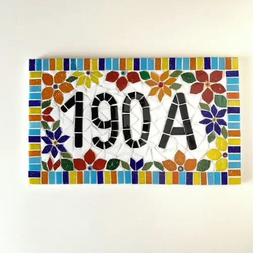 Número para Casa em Mosaico Flores
