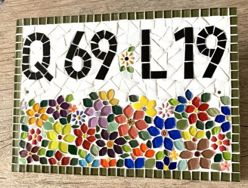 Número para Casa em Mosaico Flores