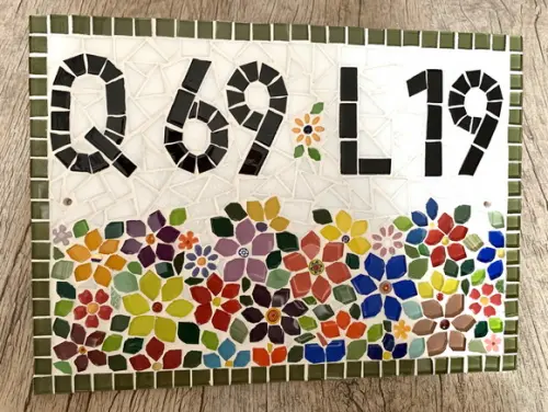 Número para Casa em Mosaico Flores