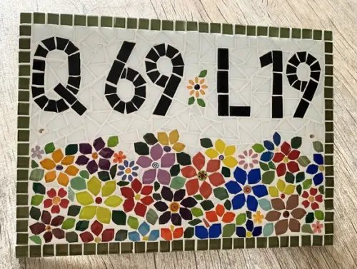 Número para Casa em Mosaico Flores