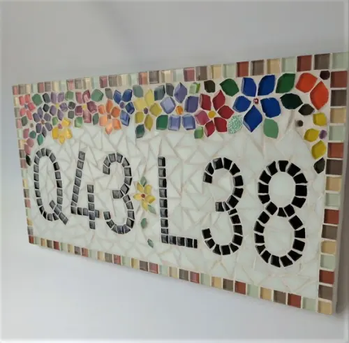 Número para Casa em Mosaico Flores
